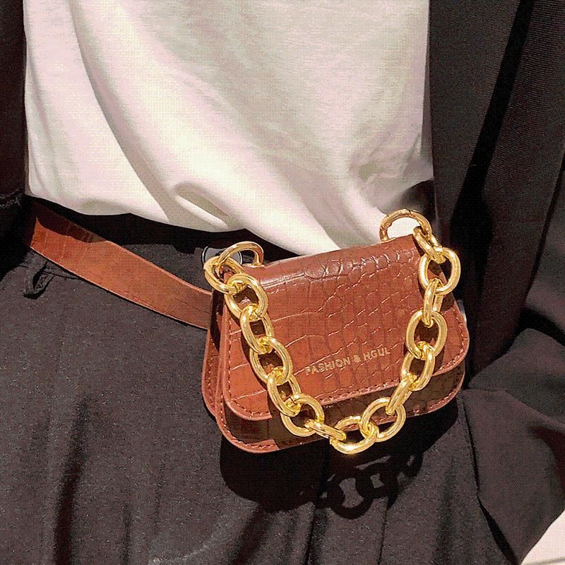 

Evening Bags Mini Chain Women Leather Shoulder Stone Pattern Belt Purse Brand Designer Crossbody Bag Fashion Ladies Handbags Vintage Sac, Beige
