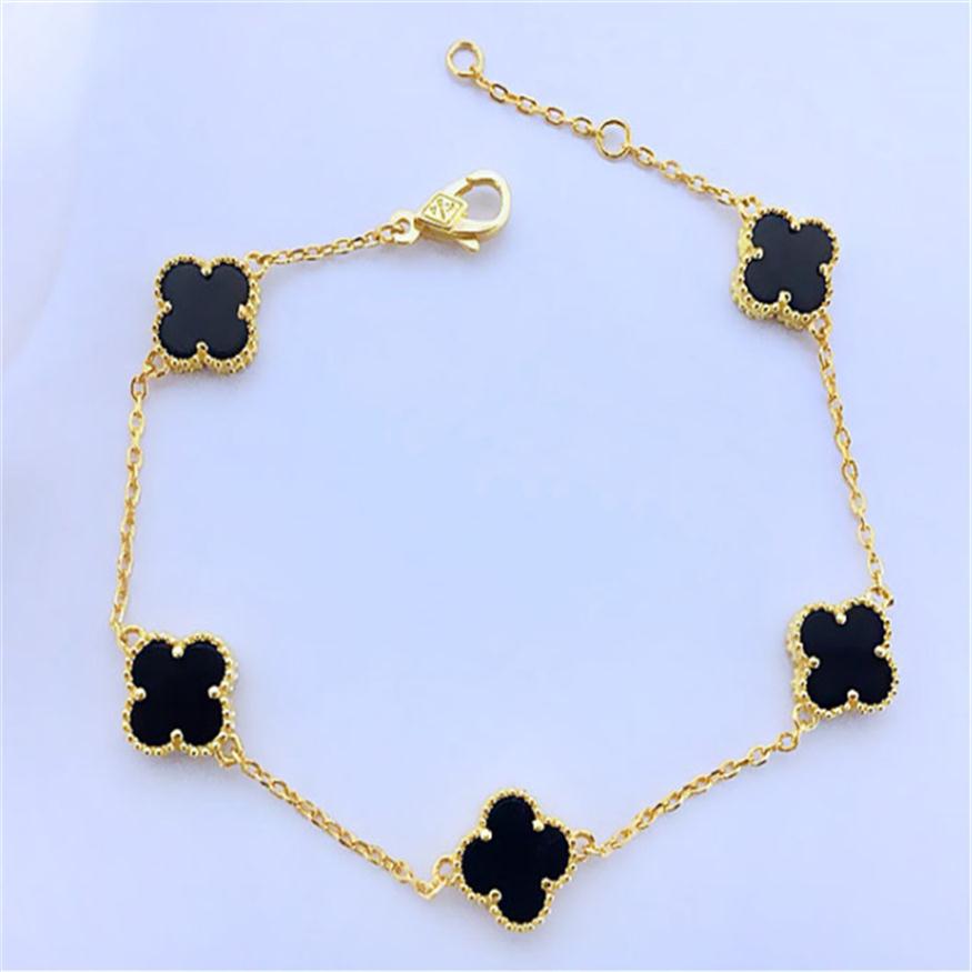 

Shell Clover bracelets with green agate four-leaf clover for women Silver Rose Gold V Flower bracelet ll251l