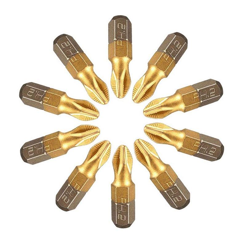 

Hand Tools Anti Slip PH2 Screwdriver Bits Set 1/4"Hex Shank Titanium Plating Prevent Rust Magnetic Electric Drill Bit For Power ToolsHa