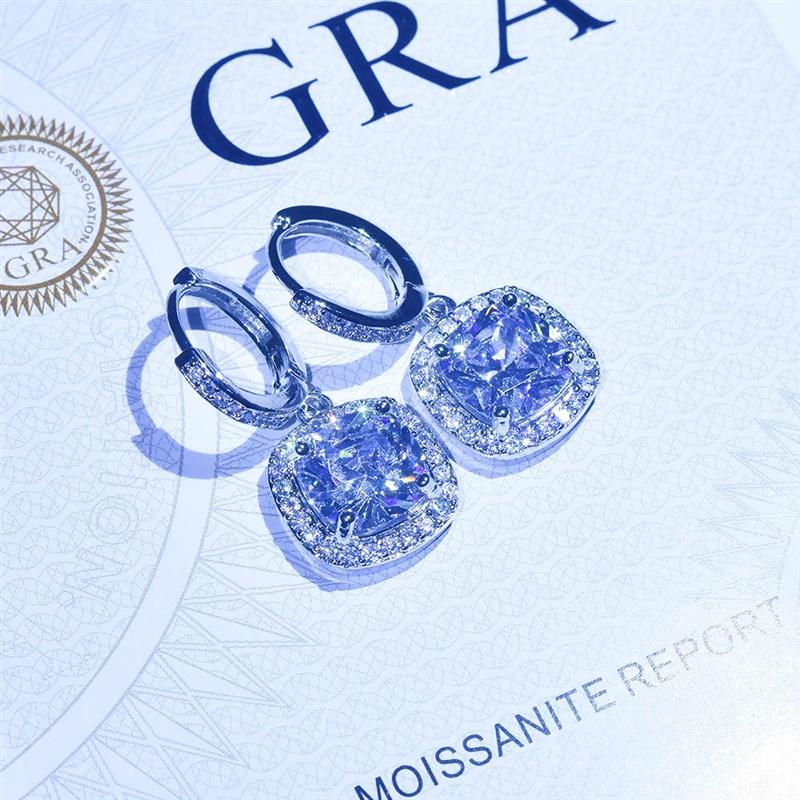

Pendant Necklaces Color Moissanite Square Princess Diamond EarringsPendant