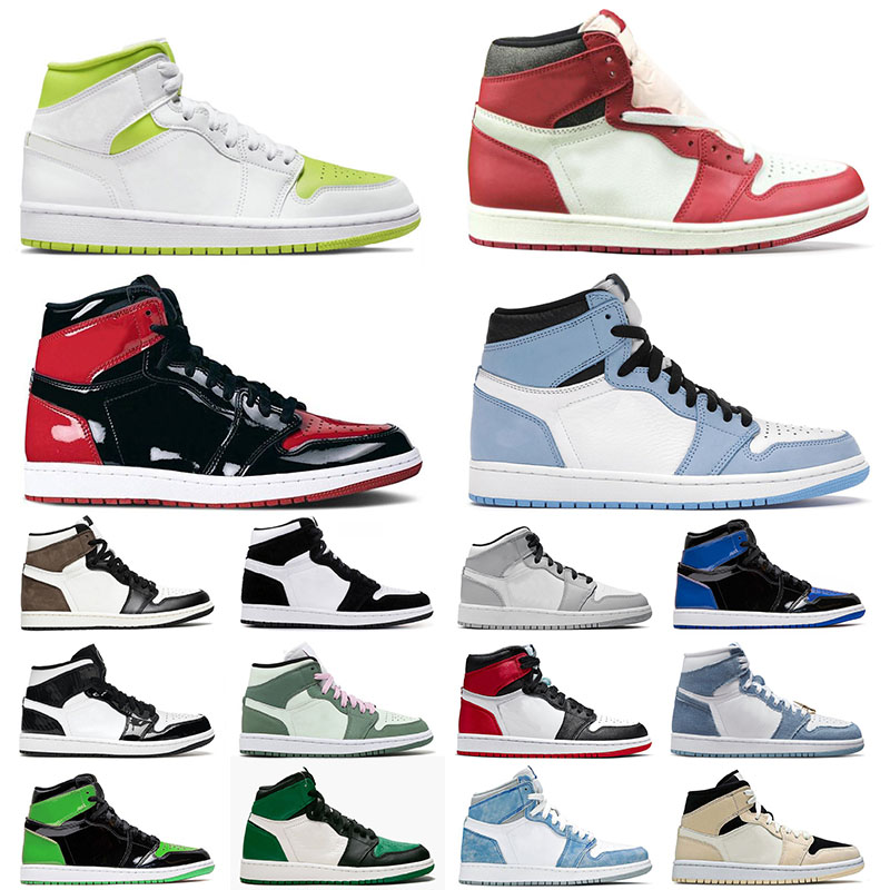 

Mens Womens Jumpman 1 1s Designer Basketball Shoes Chicago Reimagined High Panda White Lime Bred Patent Mid Dutch Green Carbon Fiber Sneakers Trainers Size 12, B15 mid barely orange 36-46