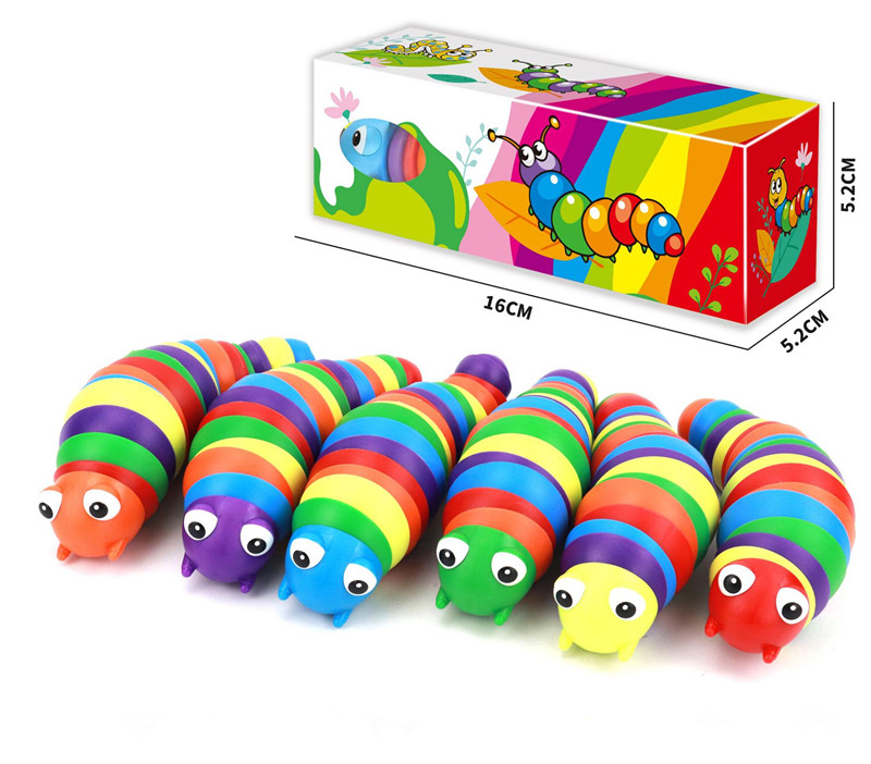 

Party Favor Rainbow 3D Slug Caterpillar Fidget Toy Articulated Flexible Relief Anti-Anxiety Slug Sensory for Children Adult