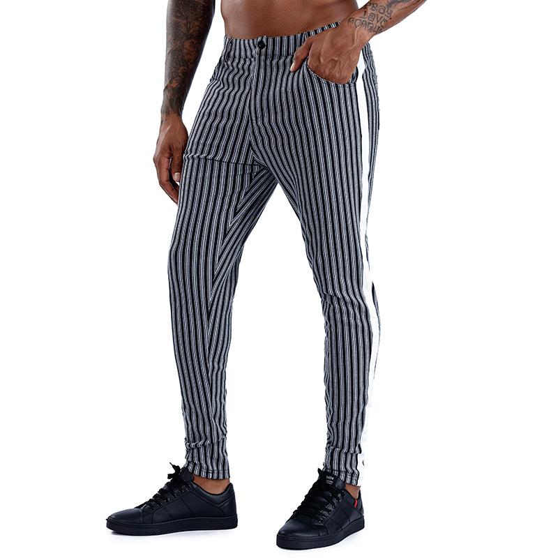 

Men's Pants Mens Streetwear Chinos Plaid Casual Fitness Men Bottom Jogger Sweatpants Fashion Trousers Stripe Track, Black