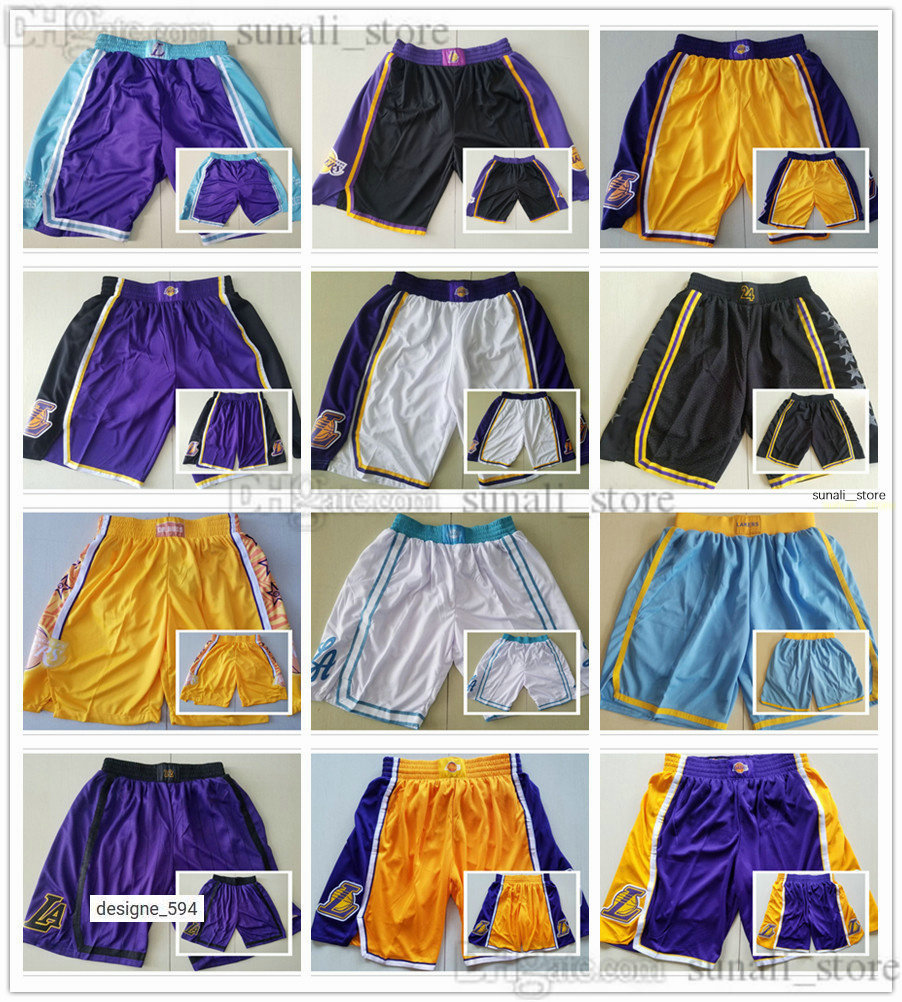 

Stitched 2022 LosAngeles''Lakers''Man Basketball Shorts Team Pant Breathable Sports Game Sweatpants 100% Embroidery, Purple