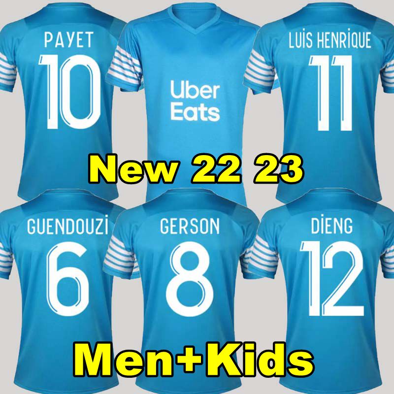 

22 23 Marseilles FOURTH Soccer jerseys special 4TH ICONIC GERSON under BAKAMBU milik maillot de foot PLAYER VERSION BLUE 2022 PAYET GUENDOUZI KIDS football shirt