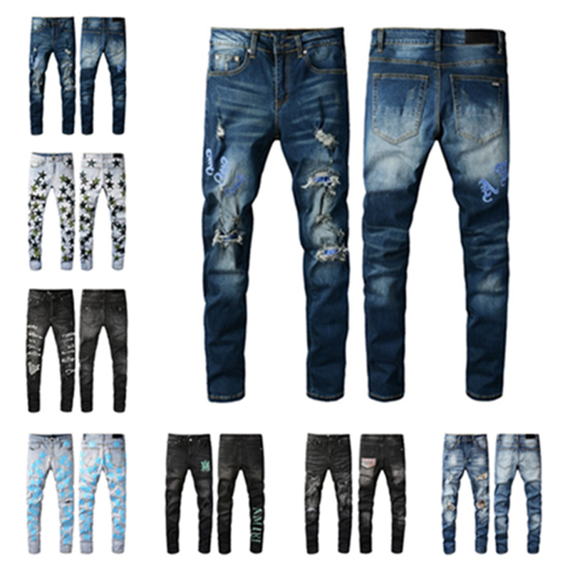 TOP SELL Amirs New Jeans Arrivals Mens Luxury Designer Denim Jeans Holes Trousers Biker Pants Men's Clothing 2022 amiri