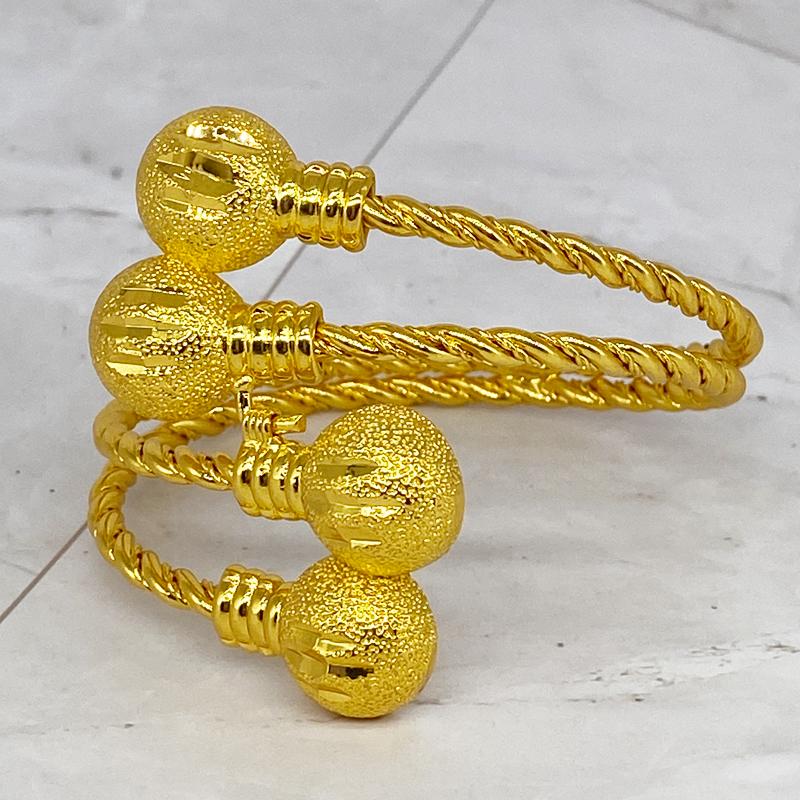 Bangle 24k Gold Plated Balls Bracelets For Women Arabic Dubai Ethiopian Beads Bracelet African Jewelry Accessories Gifts
