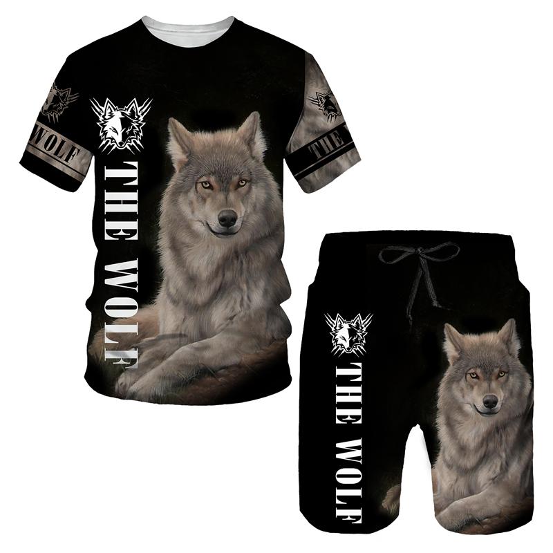 

Men' Tracksuits Summer Fashion The Wolf 3D Printed Man T-shirt Shorts Sets Casual Men Tracksuit O-Neck Short Sleeve Cool Clothing Suit, 04285
