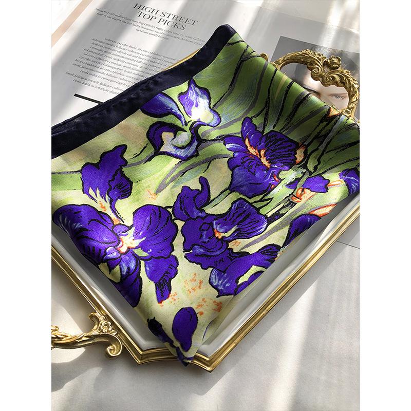 

Scarves Pure 100% Silk Scarf Female Printed Famous Painting Spring Scarfe Fashion Women 90 Square Summer Sunscreen