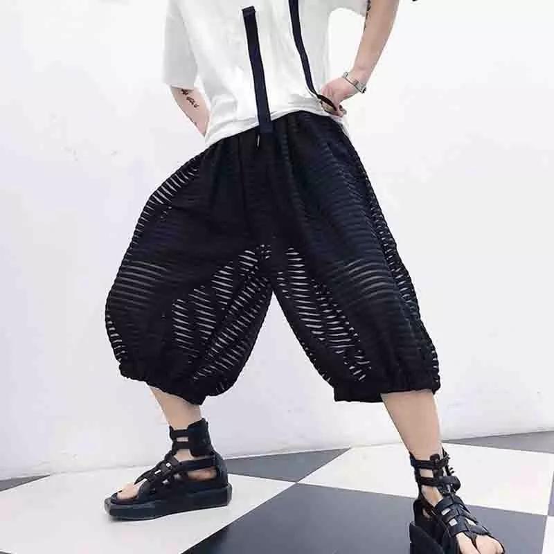 

Men's Pants Style Loose Ultra-thin Personalized Korean Shorts Tight Wide Leg Trend, Black