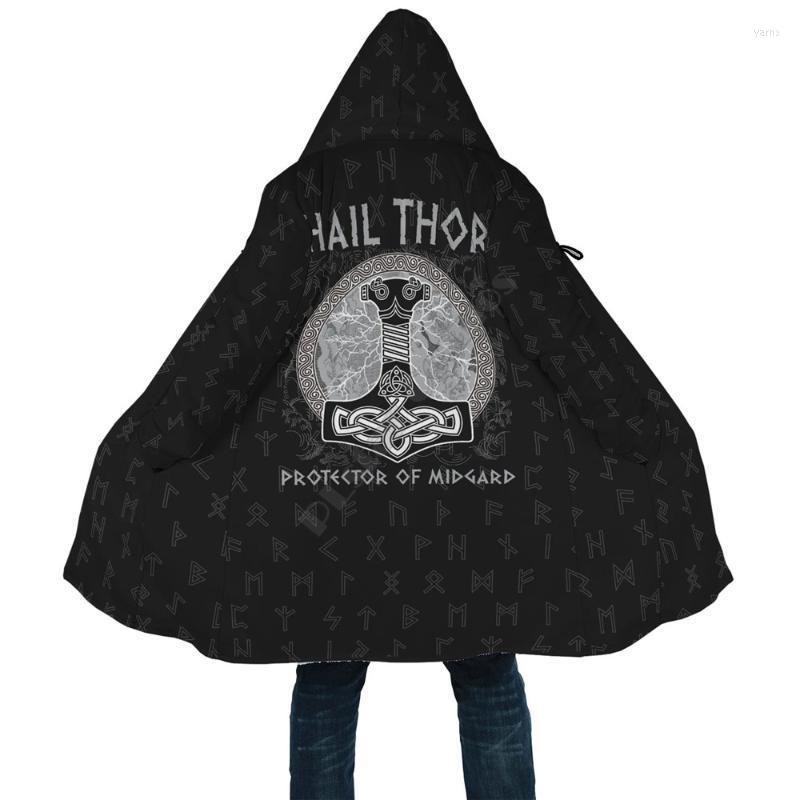 

Men's Wool & Blends Viking Style Hammer And Wolf Cloak 3D All Over Printed Hoodie Men Women Winter Fleece Wind Breaker Warm