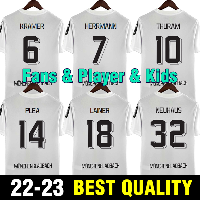 

FANS PLAYER VERSION 22 23 Borussia Monchengladbach soccer Jerseys 2022 2023 home Gladbach ELVEDI PLEA NEUHAUS GINTER THURAM MEN KIDS KIT foootball SHIRTS