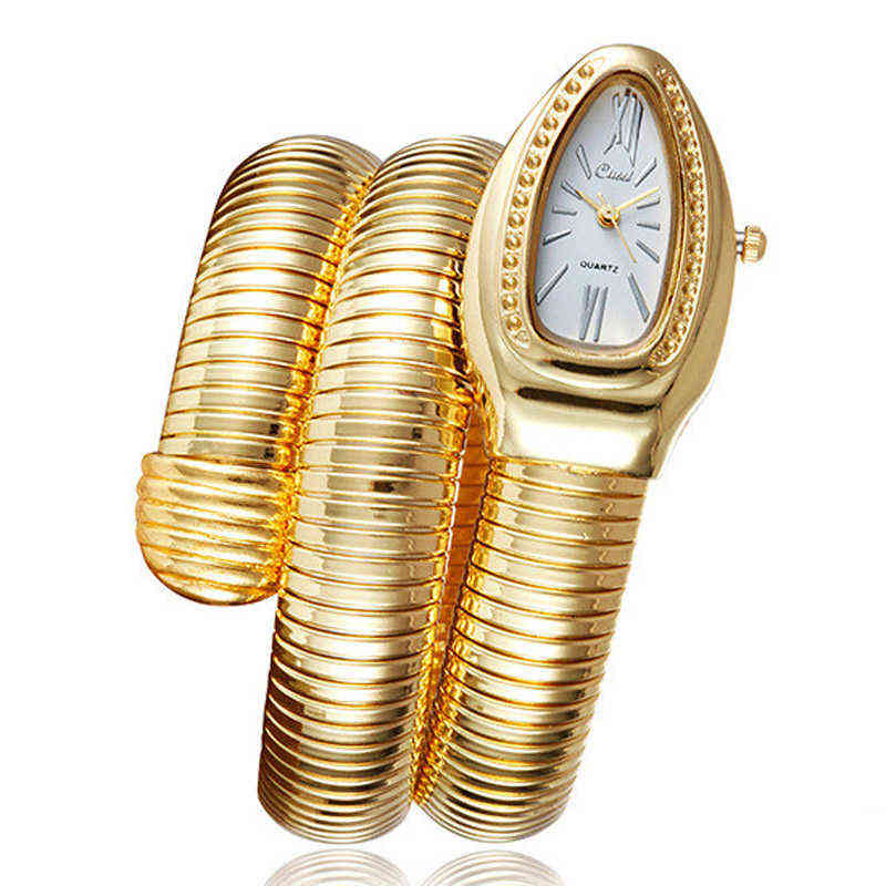 

wristwatches 2021 Cussi Watch Luxury Gold Snake Winding Watches Women Fashion Quartz Bangle Bracelet Watches Ladies Watches Relogio Feminino 220420, Silver