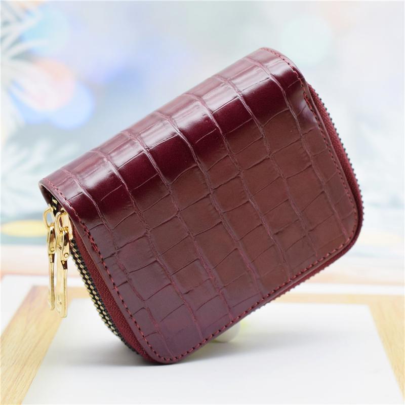 

Card Holders Women Business Holder Wallet PU Leather Purple/red/silver Bank Case ID Double Zipper Cardholder CaseCard, Type c gold