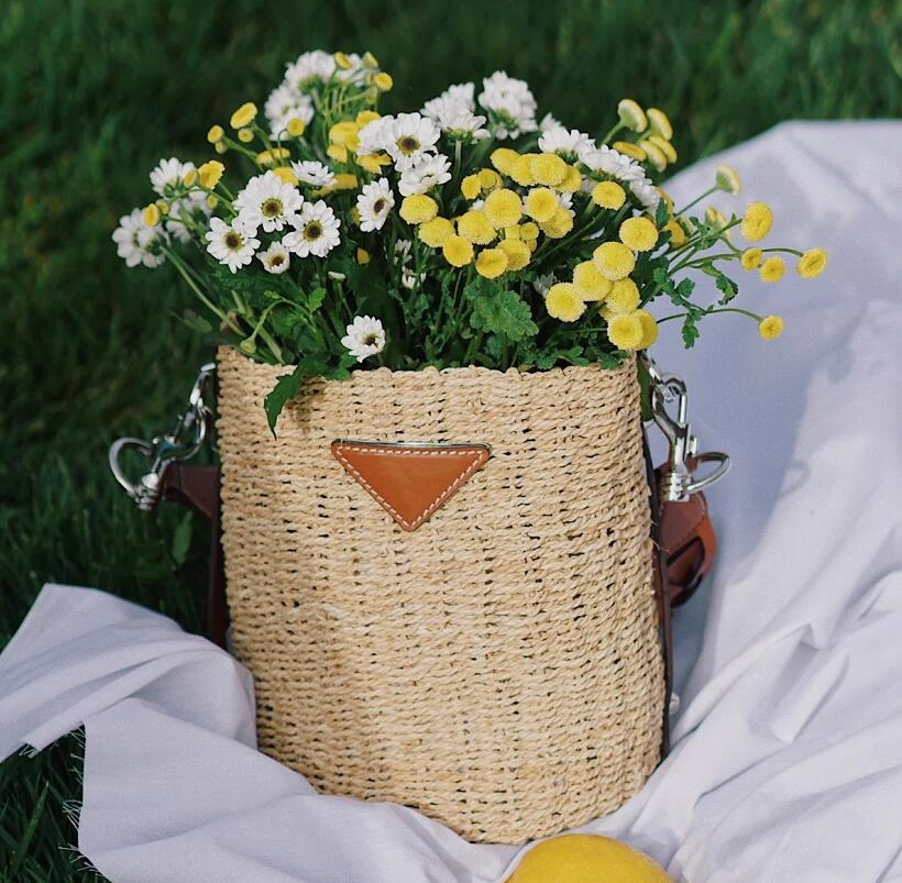 

Fashion Weave Bucket Bag Designer Women Summer Outdoor Picnic Beach Vacation Single-Shoulder Bags High Quality Leather Shoulder Straps Braiding bag, This link is not sold separately
