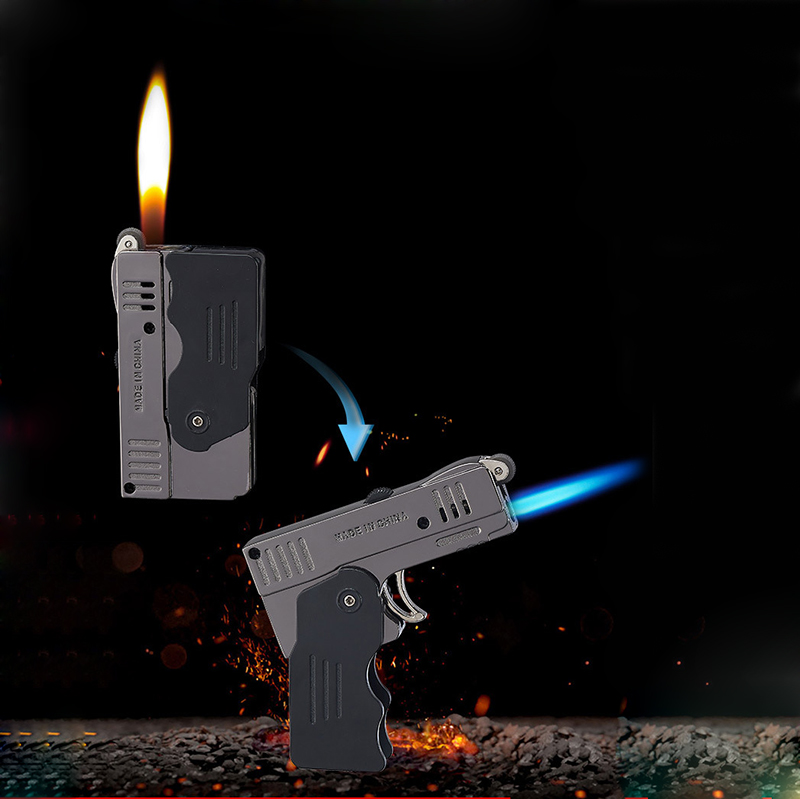 

1300c jet flame torch Lighter Metal Deformable Gun Inflatable Windproof Lighter cigarette cigar smoking tools wholesale