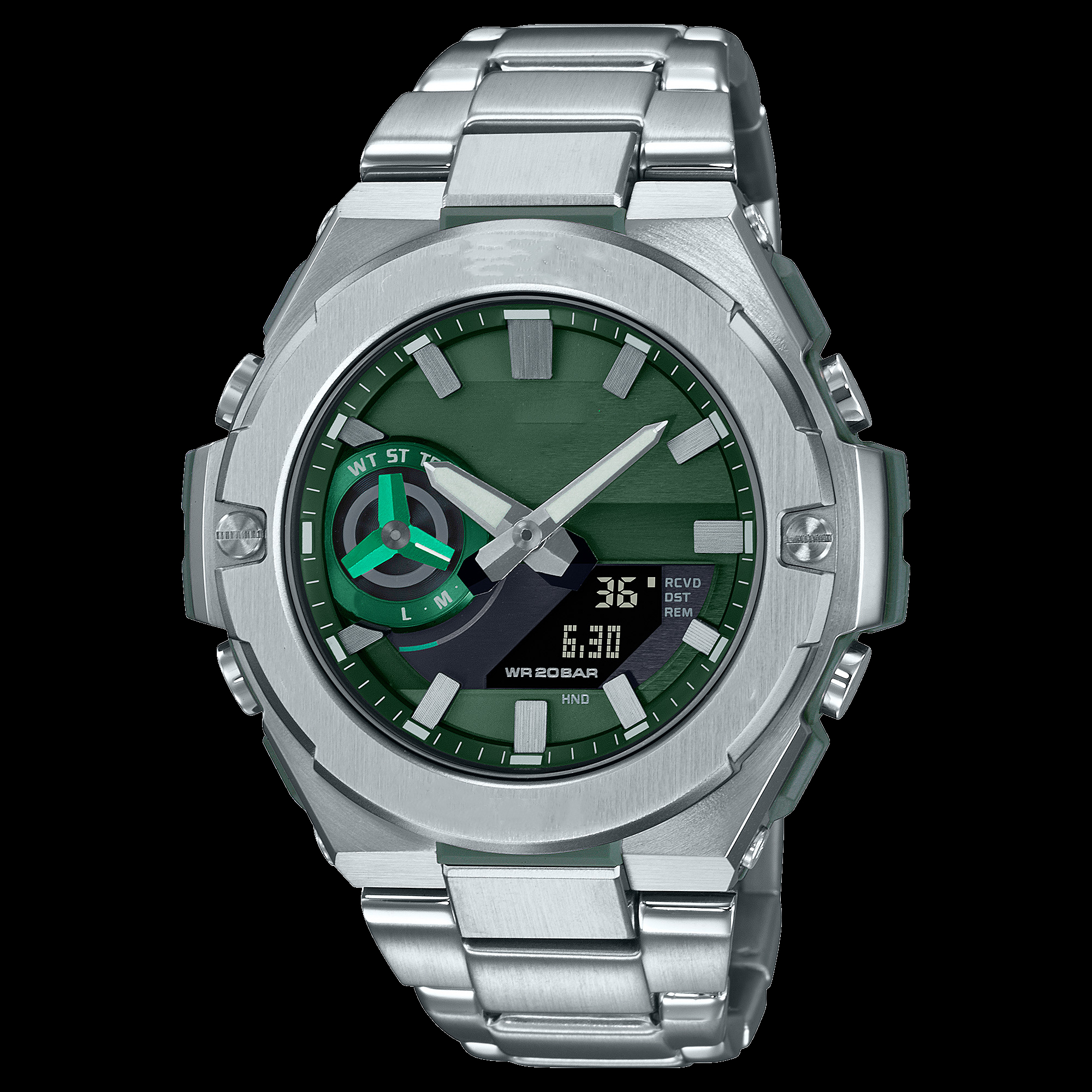 Sports Digital Waterproof Men's Watch LED Full Function Iced Out Watch World Time Automatic Hand Raise Light Solar Powered Stainless Steel O