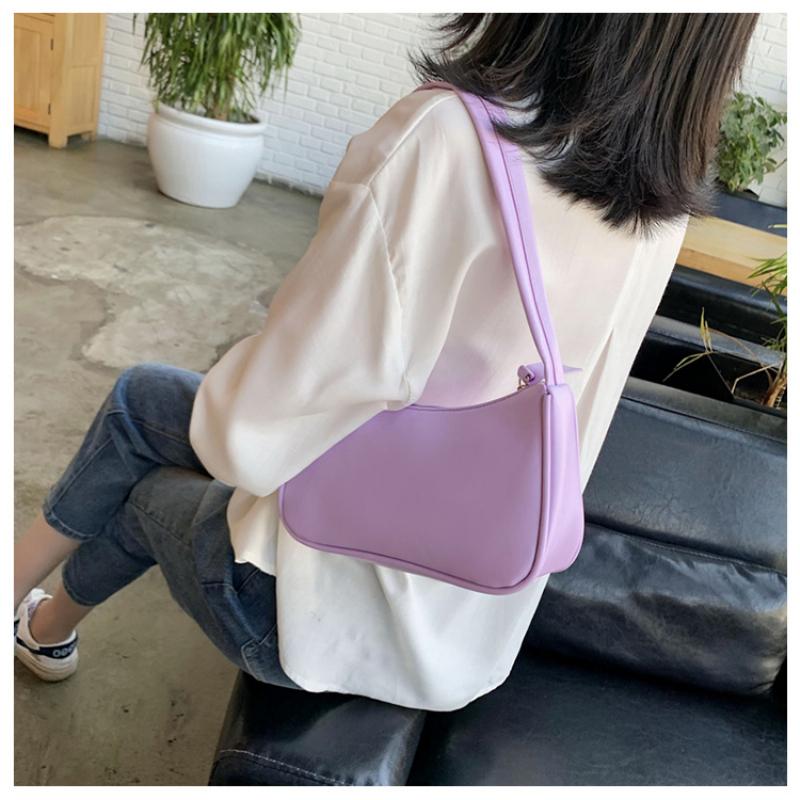 

Evening Bags Trend Fashion Design Girls Small Shoulder Retro Solid Color Ladies Handbags Soft Pu Leather Women Bag Underarm SingleEvening, White