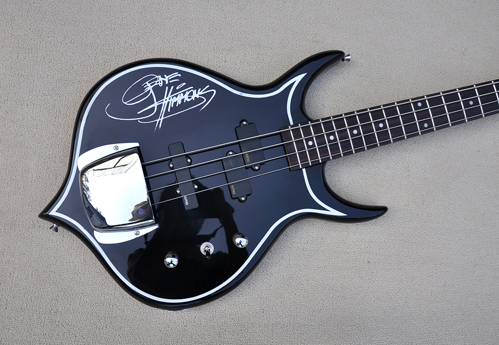 

Factory Custom 4 Strings unusual shape Black Electric Bass Guitar with Chrome Hardwares Rosewood Fingerboard Offer Customized