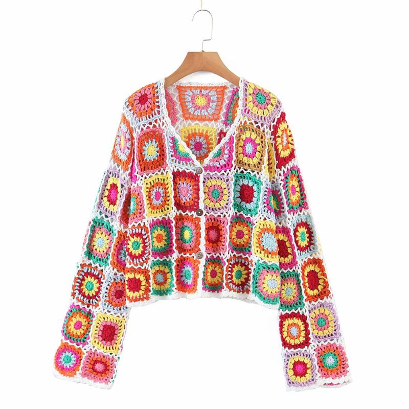 

Women's Knits & Tees Women Fashion Buttons Manual Color Loose Cardigan Sweater Vintage Long Sleeve Female Outerwear Chic TopsWomen's, Multi