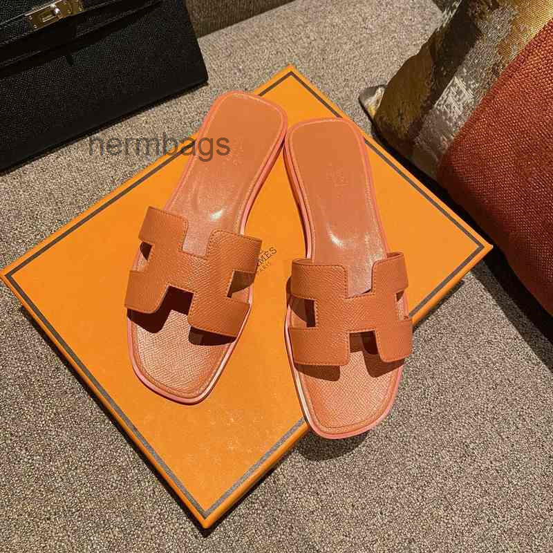 

slippers Slippers Herme Oran designer Sandals hermse Women Sandal Oasis Cowhide white palmprint classic h 1 84OG, Palmprint white