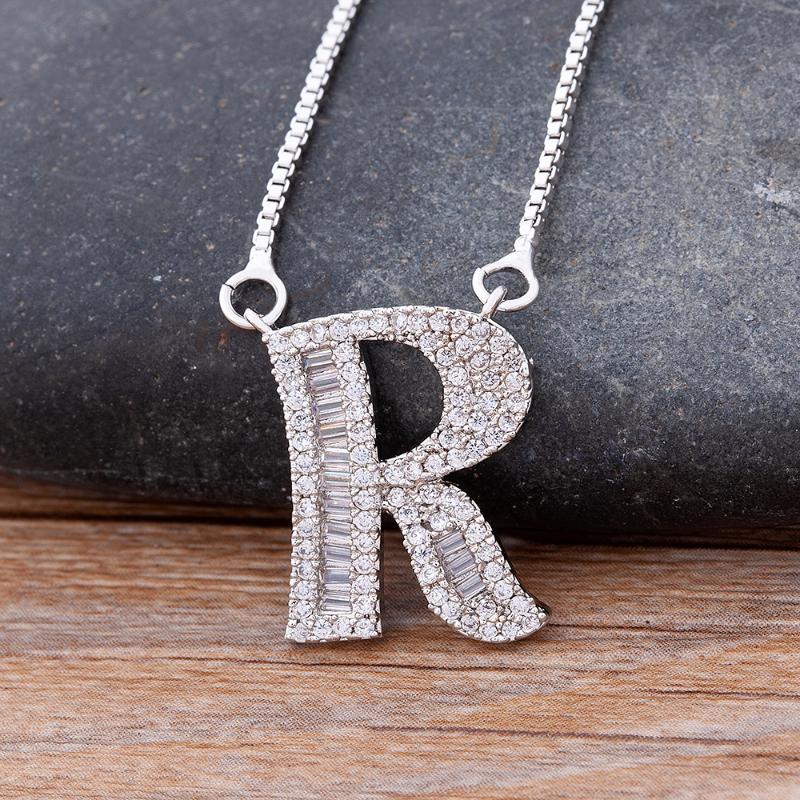 

Chains Fashion Disign 26 PCS/Lot Dainty Initial Pendant White Color Letter Name Choker Necklace For Women Party Wedding Jewelry GiftChains C