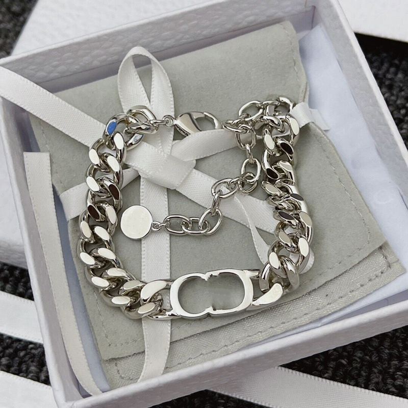 

Classic link chain bracelets Designer For women Female Style Monogram combination Clavicle Chain Necklace