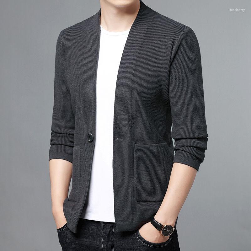 

Men's Sweaters Sweater Coats Men Fashion Autumn Men's Slim Solid Color Knitted Jacket Male Casual Cardigan L24Men's Mari22, Black