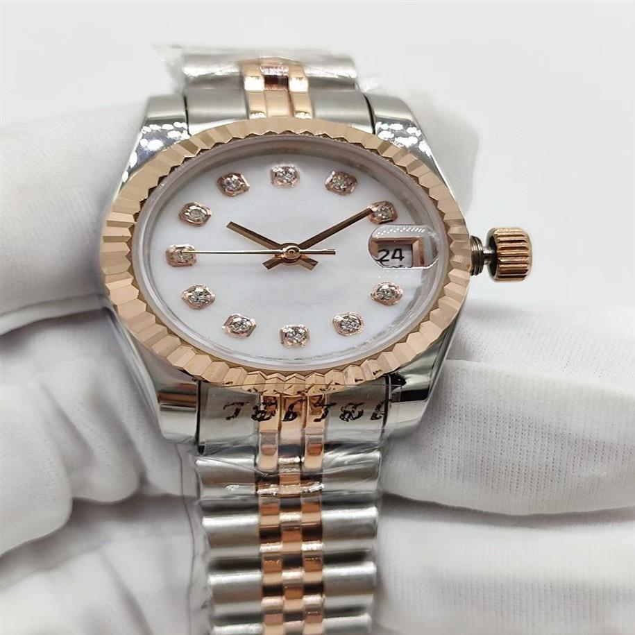 

New Fashion 26mm Womens Watches Full Stainless Steel Automatic Mechanical 2813 Movement Watch Datejust Diamond Iced Out Woman Wris297x, Sapphire glass