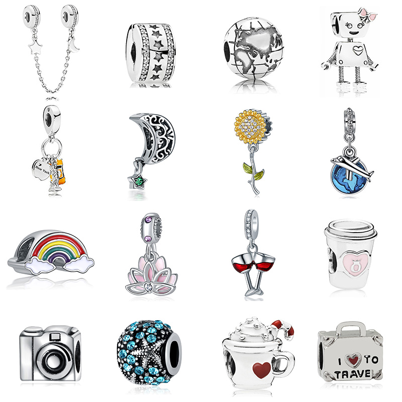 925 Perles de charme en argent pendent Nouvelle perle d'alliage d'origine Holiday Travel Christmas Rainbow Perle Fit Charms Bracelet Bijoux DIY A