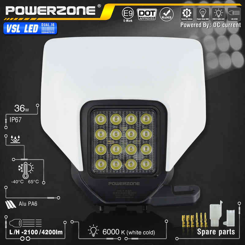 PowerZone Motorcycle Headlamp Light Supermoto Fairing For Husqvarna FC TC FE TE MX Dirt Bike Enduro LED Headlight-image-747738597