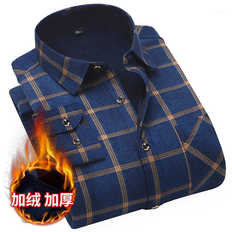 

Winter Men's Plush And Thickened Warm Shirt Wholesale Of Middle-aged Elderly Large Size Double-sided Printed Base Casual Shirts, Sided velvet s65
