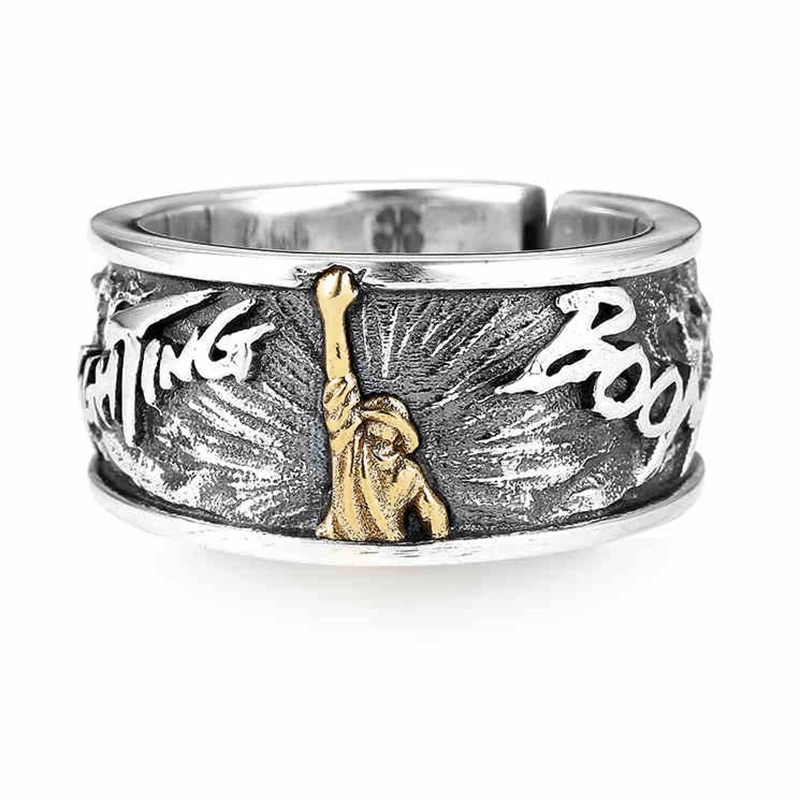 

Anime One Piece Monkey D Luffy Fighting Boom Opening Ring for Men Women Vintage Two Tone Metal Adjustable Rings Fans Cos Party Jewelry Accessories Gifts