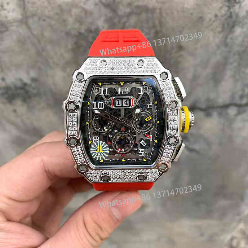 

Luxury mens Watch Richa millls Mechanics Wristwatch Man Fashion Sport Multi-function Calendar Silicone High 7J5Q