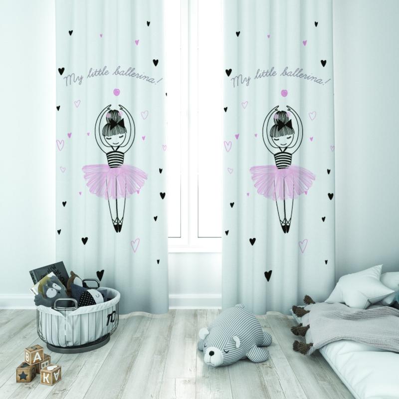 

Curtain & Drapes Cute Heart Pink Ballerina Baby Girl Room Special Design Shading Sash Hook Button Blackout Jealous Window Bedroom Living, 65x135 cm ( 1 pcs)