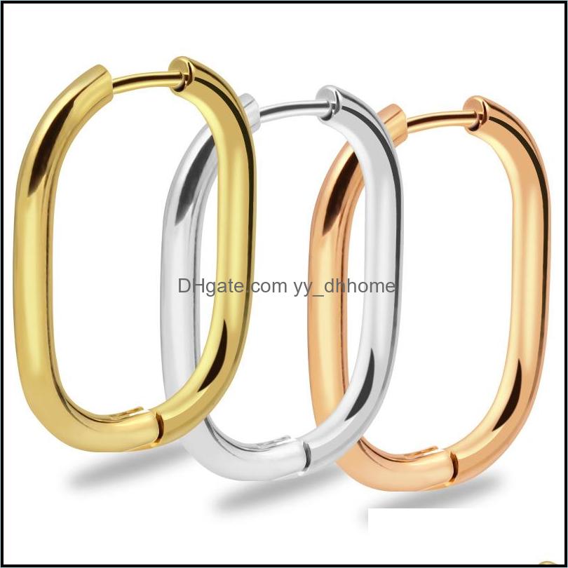 

Hoop Hie Earrings Jewelry Fashion Punk U Stainless Steel Prevent Allergy Geometric Gold Oval For Men Women Drop Delivery 2021 L8Ki7