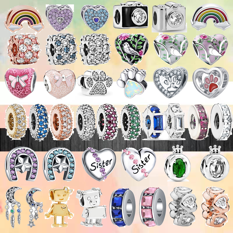 

Fit pandora charms 925 bracelet Bead Original box Zircon Positioning Buckle Dreamcatcher Glass European charm jewelry
