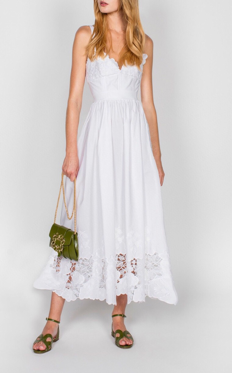 

2022 European fashion spring and summer new hollow out embroidered vest dress, White