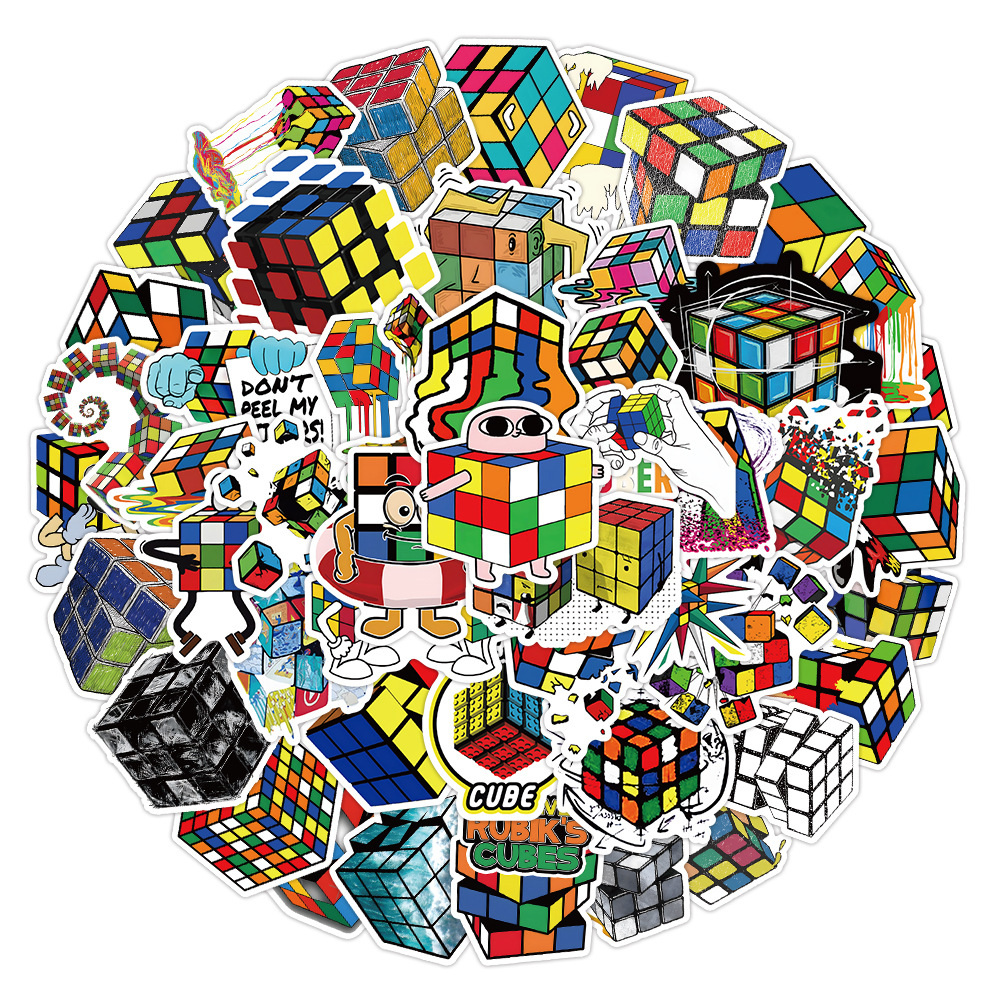 

50Pcs/set Cute Rubik's Cube Funny Graffiti pvc Stickers For wall Laptop Phone Case Luggage Skateboard DIY Guitar