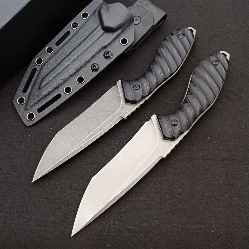 

New Arrival M2 Survival Straight Knife VG10 Stone Wash Blade Full Tang Black G10 Handle Fixed Blade Knives With Kydex