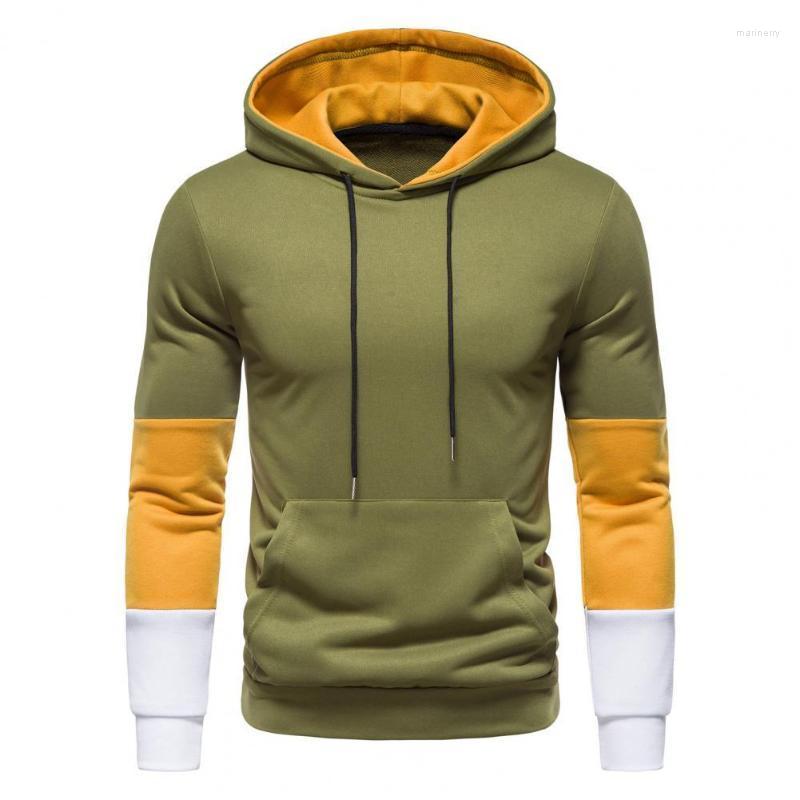 

Men's Sweaters Handsome Gym Hoodies Men Warm Shrink Resistant Sports Pullover Patchwork Sleeve Hooded Male SweatshirtMen's Mari22, Army green