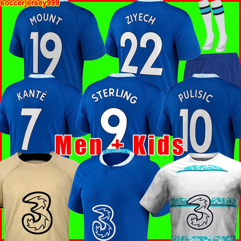 

CFC soccer jerseys  23 STERLING ZIYECH PULISIC MOUNT KANTE HAVERTZ WERNER CHILWELL JAMES JORGINHO 2022 2023 football shirt men kids kit sets uniforms TOP thailand, 22/23 men away