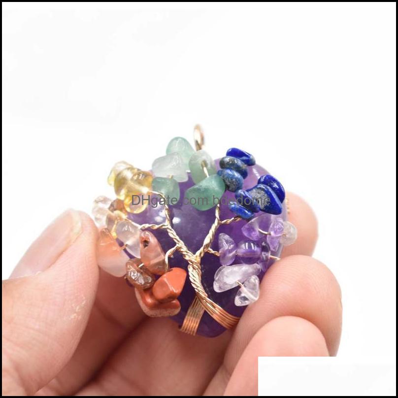 

Pendant Necklaces Pendants Jewelry Wholesale 4Pcs/Lot Good Quality Gold Color Wire Wrap Crushed Stone Ha Dhsue