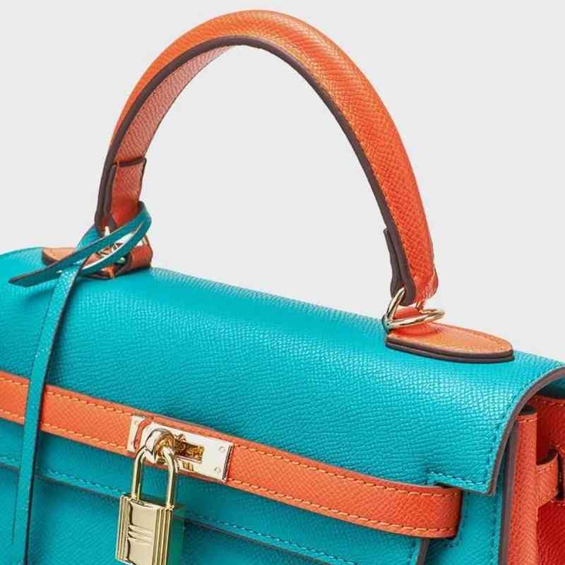 

Designer Herms Bags and Handbags Palm print leather women's 2022 new second generation color matching Kel1y hand One Shoulder Messenger Bag QBM0, Small white