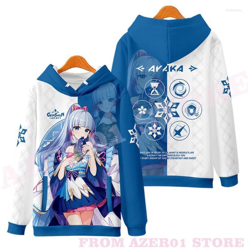 

Men's Hoodies & Sweatshirts Men Genshin Impact Kamisato Ayaka Inazuma 3D Print Hooded Fall Winer Suit Sportswear Harajuku Women/MenMen's Mil, As shown
