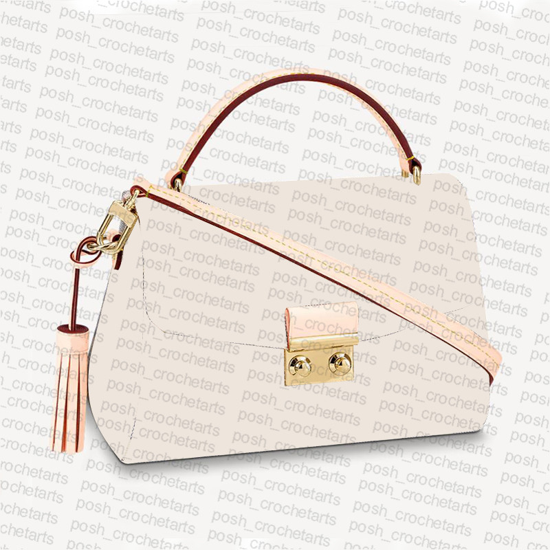 

White Checker Print Shoulder Bags S-Lock Crossbody Bag with Tassel, Brown checker