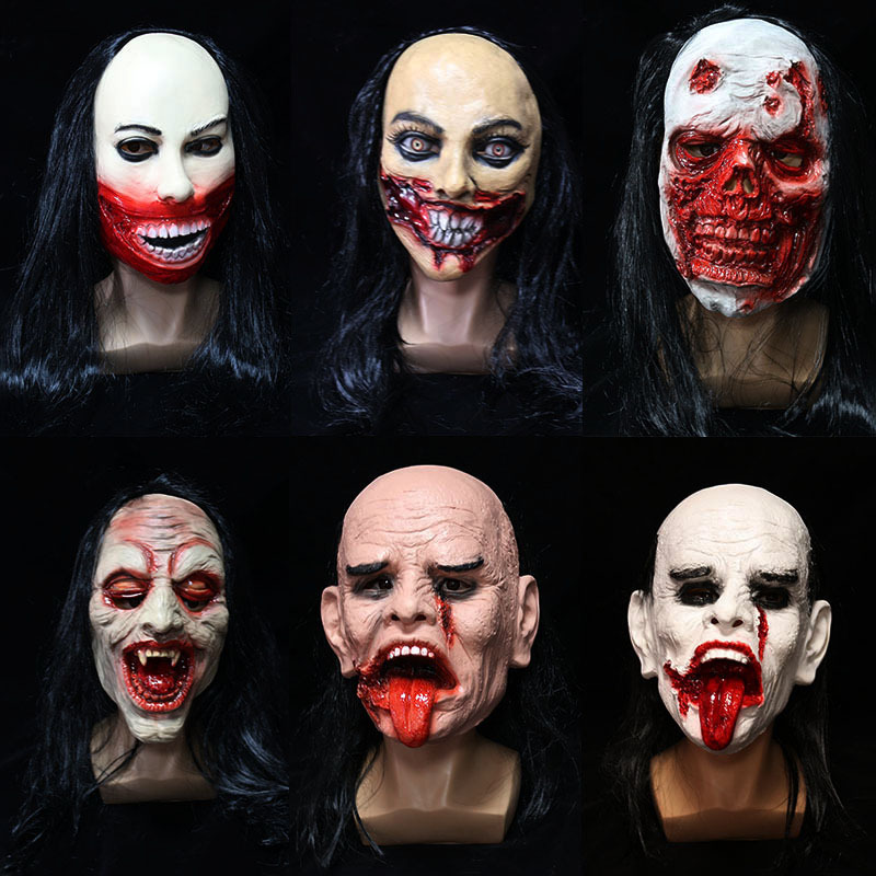 

Halloween Bloody Scary Zombie Mask Horror Haunted House Latex Mask Ghost Scary Party Helmet 220725