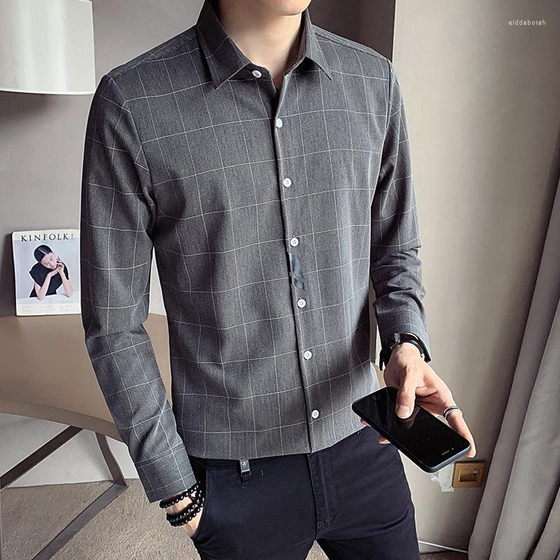 

Men's Casual Shirts Spring Long Sleeve Shirt 80% Cotton Men's Classic Plaid Print Versatile Slim ShirtMen's Eldd22, Black