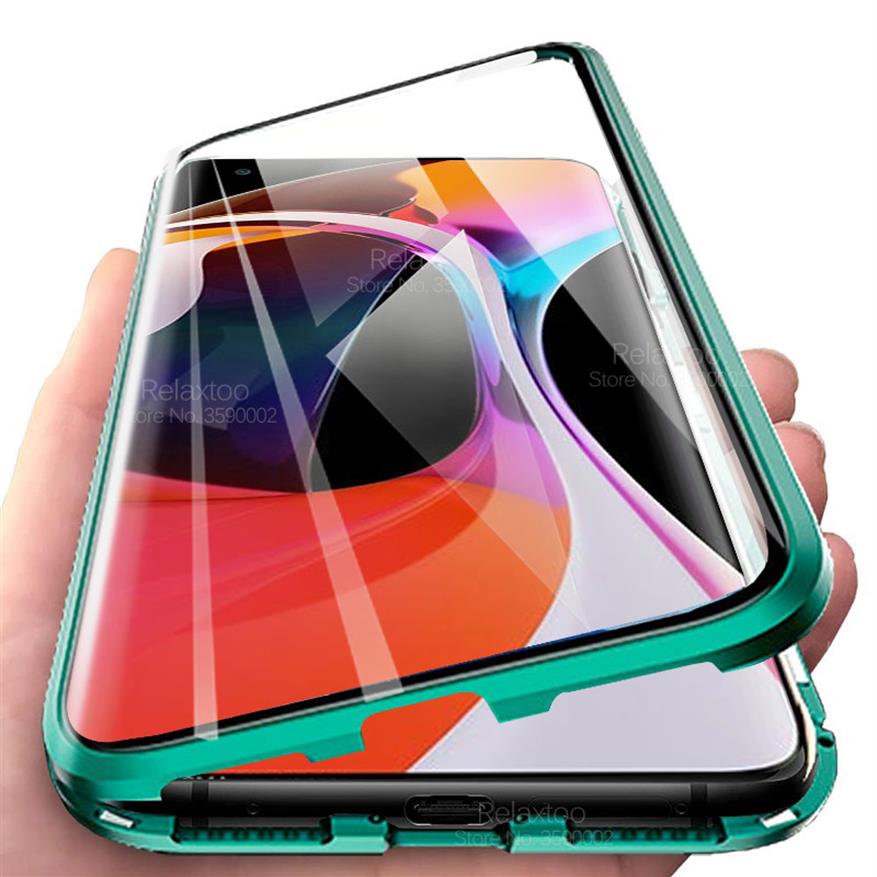 

360° Full Cover Magnetic cases For xiaomi mi 10 pro Double-Sided glass cover mi10 10pro Metal Adsorption protective coque case201R, Black