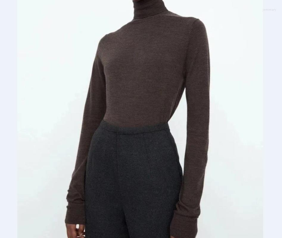 

Women's Sweaters Women Sweater 2022 Autumn And Winter High Neck Wool Base Dark Brown Long Sleeve Shirt Jemi22